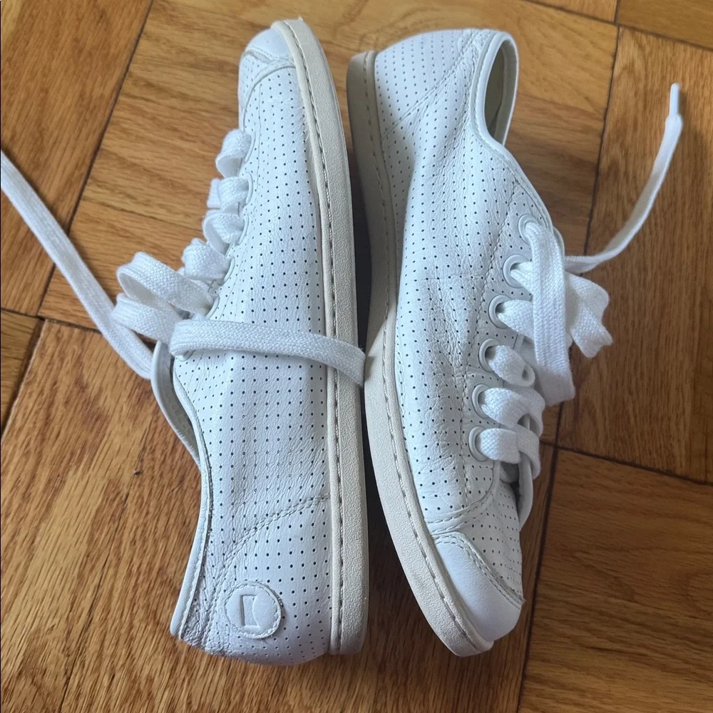 Camper Perforated White Lace-Up Tennis - Picture 3 of 5